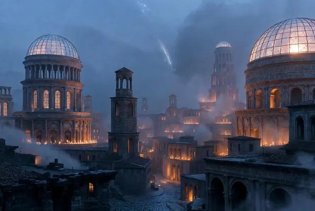 Archive city skyline and observatories of Iorath