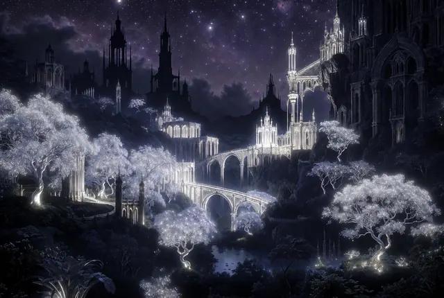 Dark fae towers and moonlit bridges of Nocthal