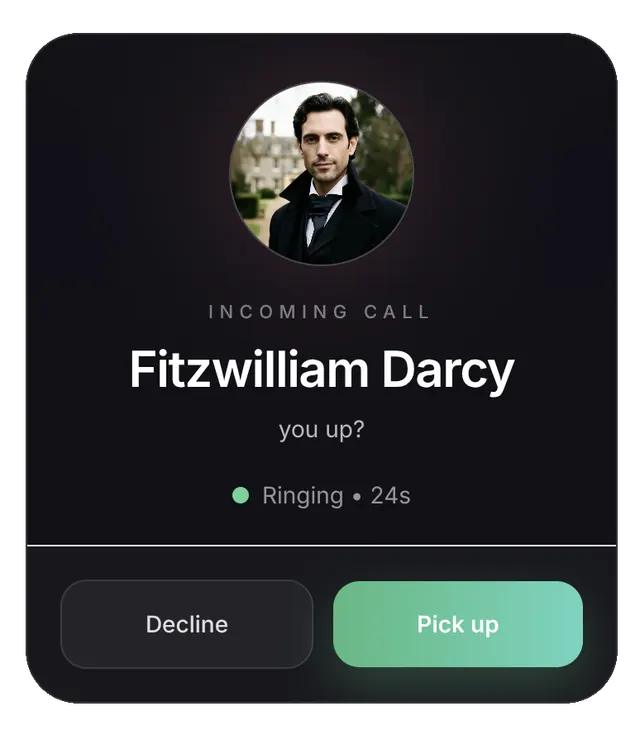 Incoming call example from a Dreambeau companion